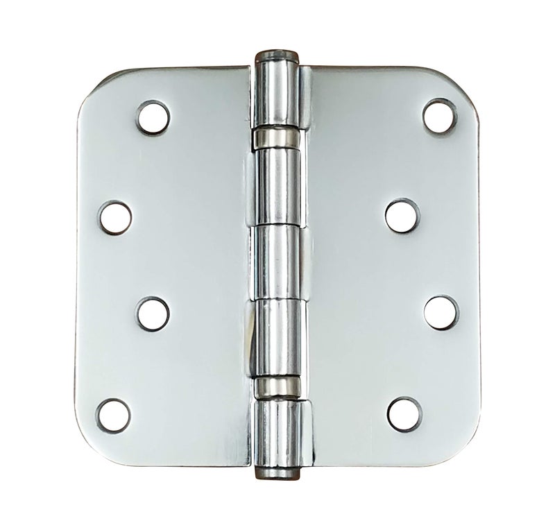 Hinge Outlet 4 Inch with 5/8 Inch Radius Ball Bearing Door Hinges, Heavy-Duty Steel, Removable Pin (Polished Chrome, 2 Pack) - Image 1